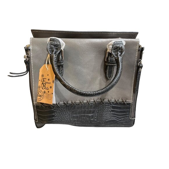 Firenze Bella Handbags - Firenze Bella RFID-Blocking Gray & Black Genuine Leather Shoulder Bag